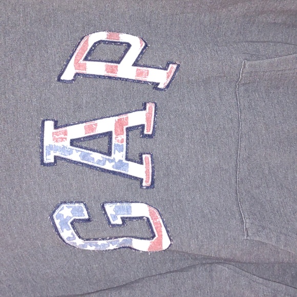 Gap dark gray hoodie jacket pullover Size M patriotic stars stripes long sleeve - Picture 2 of 5